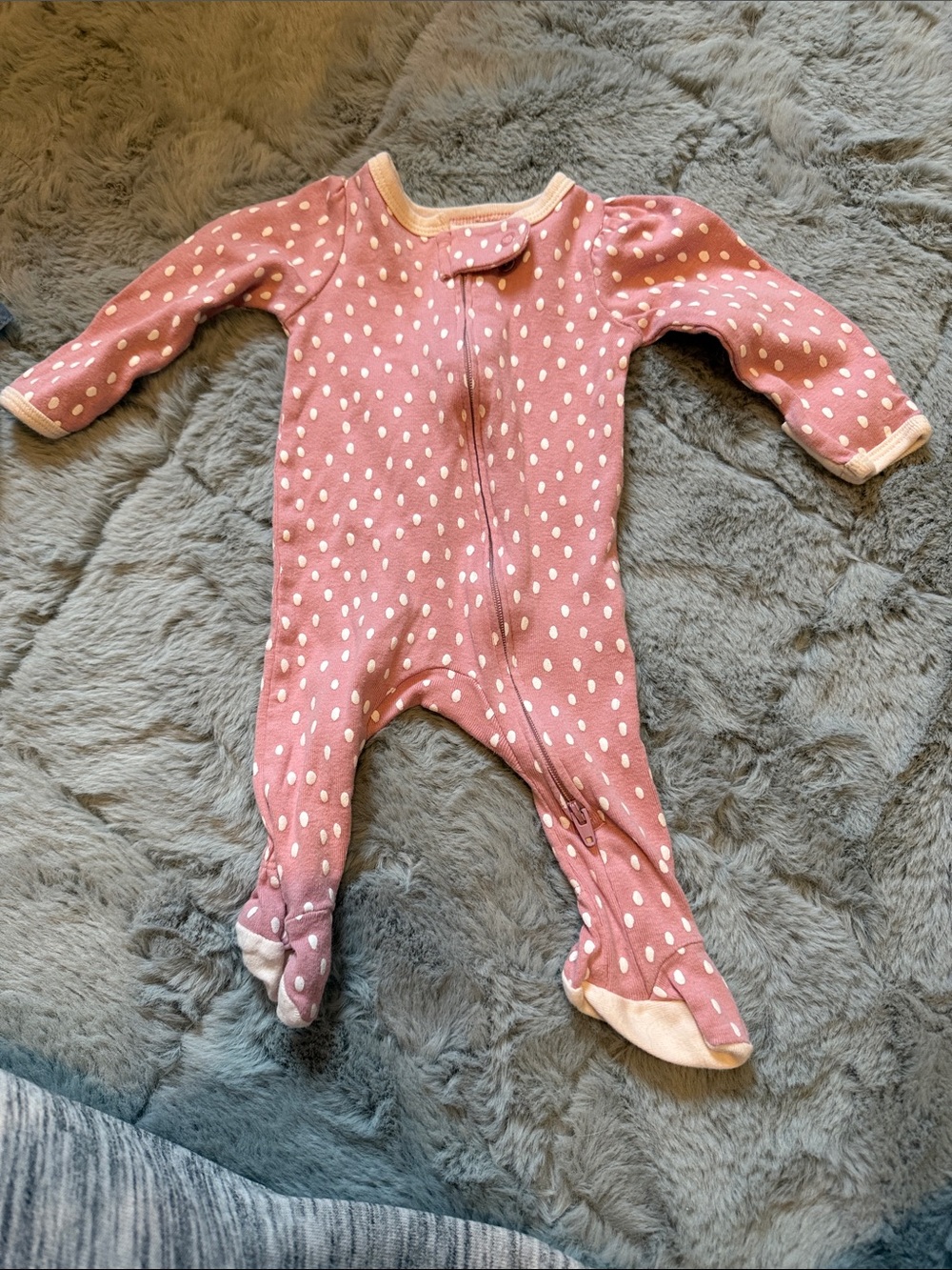 cloud island Pink Polka Dot Footed One-Piece